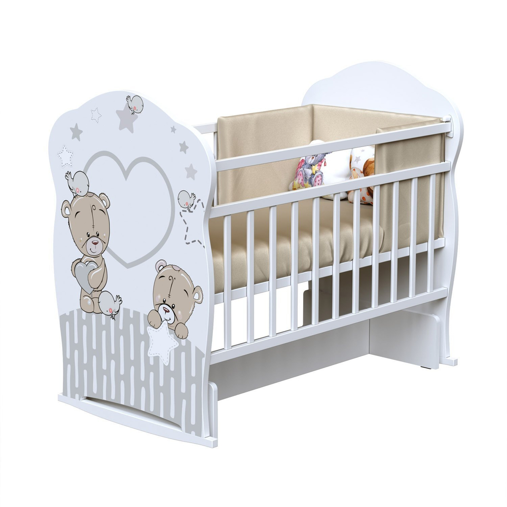 Кровать ВДК FOREVER FRIENDS (колесо-качалка с маятником) ЛДСП белый