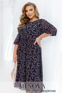 Платье 2448-синий-розовый Minova