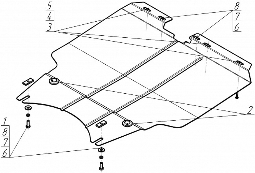 Защита картера Двигателя, КПП. 2 мм, Сталь. для Lifan X60 2012-2021 MOTODOR.64703