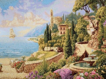 Гобеленовая картина "D. ВЫХОД К МОРЮ" в багетной раме, Россия.