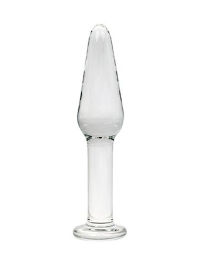 Прозрачный удлиненный анальный плаг из стекла - 12 см. (Цвет: прозрачный)