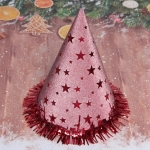 Колпак праздничный «Блеск» 20см с мишурой, цвет красный