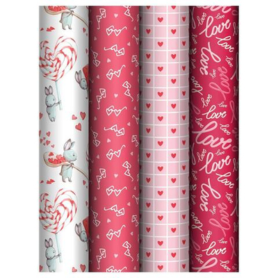 Упаковочная бумага глянц. 70*100см в ассорт. "Love"(MESHU)