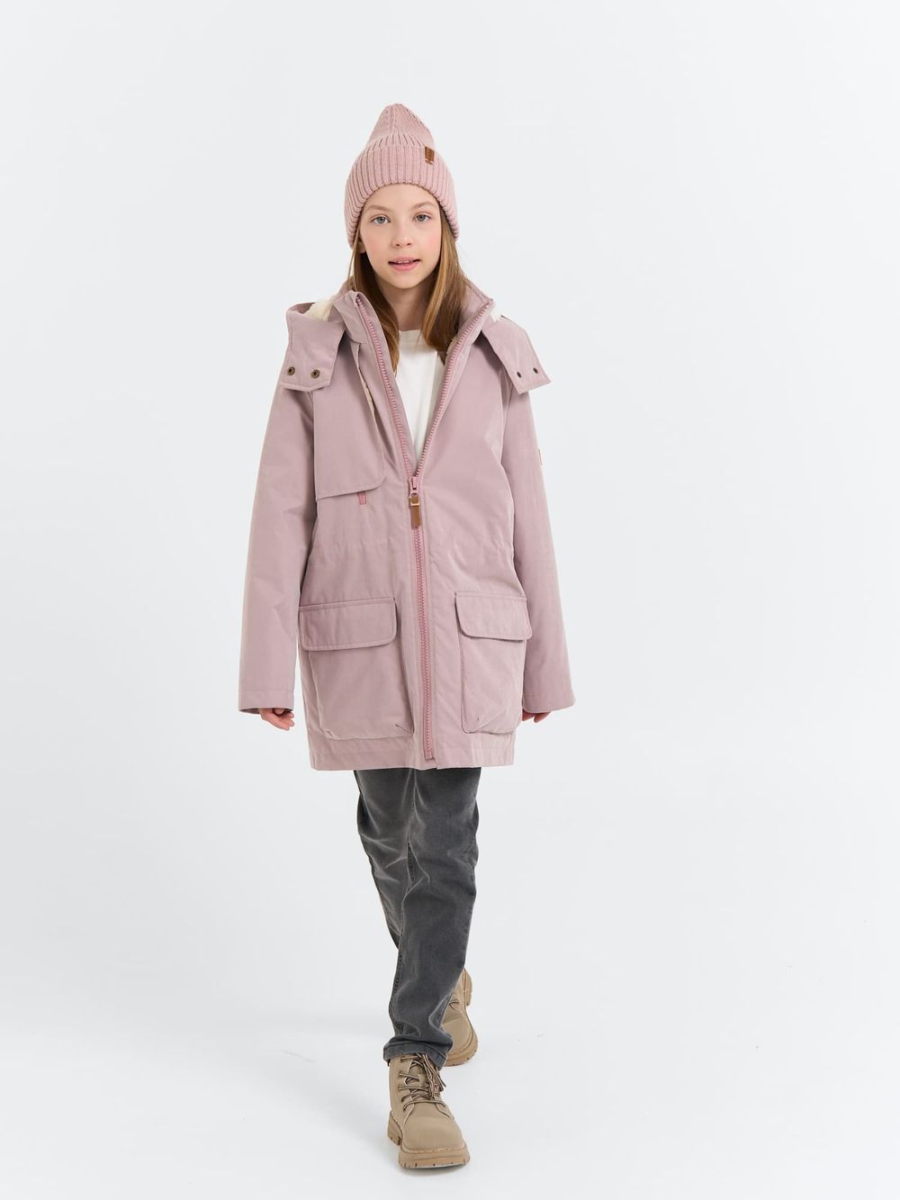 Парка демисезонная на меху "Пудра" 7+