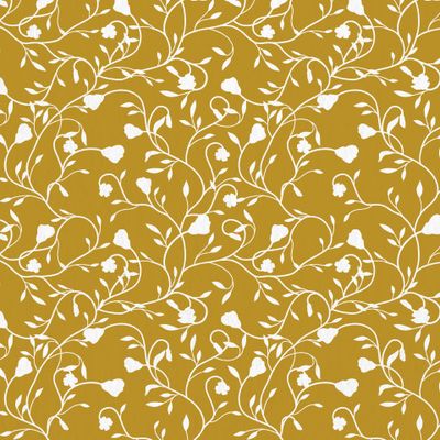 Белые ветвистые розы на желтом фоне