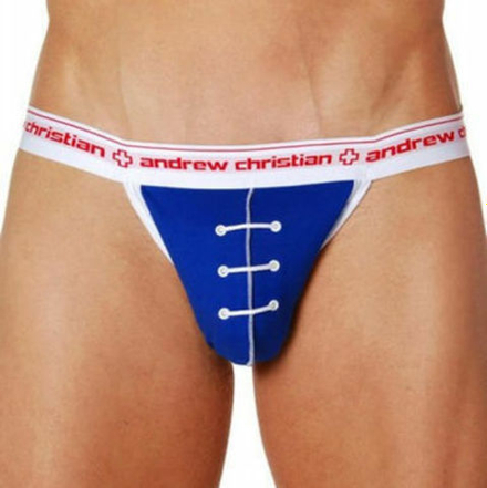 Мужские трусы джоки Andrew Christian Blue Footbal Jockstrap