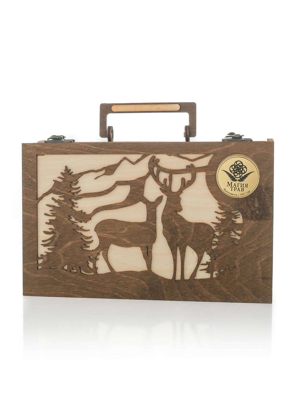 Набор подарочный в деревянном боксе: Бальзам Иммунный 100мл. Бальзам Золотой олень Алтая 100мл. Бальзам Женский 100мл. Бальзам Мужской 100мл.