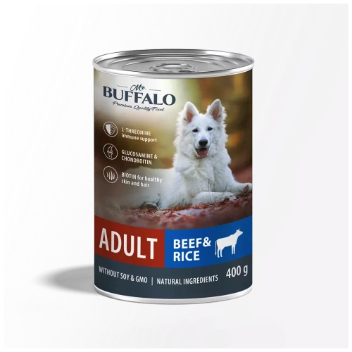 Mr.Buffalo Adult консервы для собак говядина с рисом 400гр