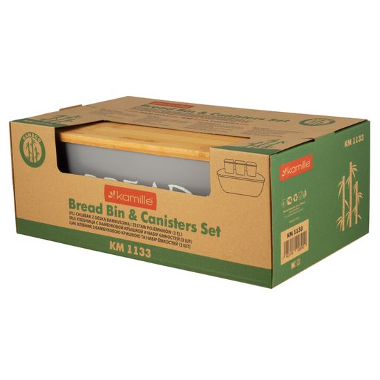Хлебница с 3 емкостями Kamille KM-1133 из бамбука