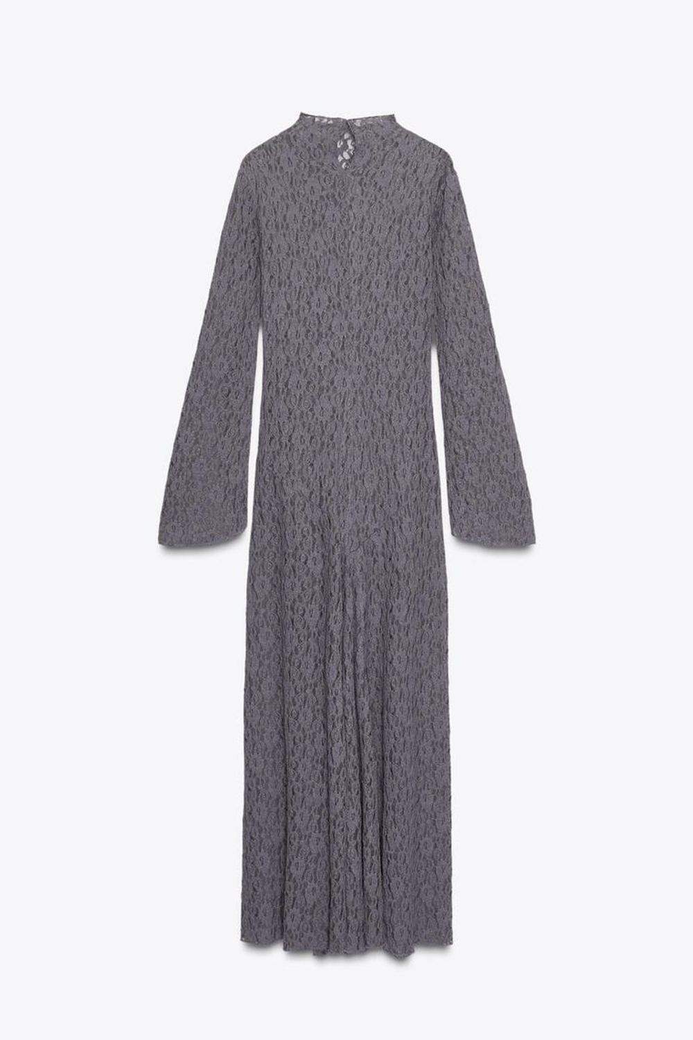 ZARA ПЛАТЬЕ ИЗ МЯГКОГО КРУЖЕВА, ТЕМНО-ЛИЛОВЫЙ