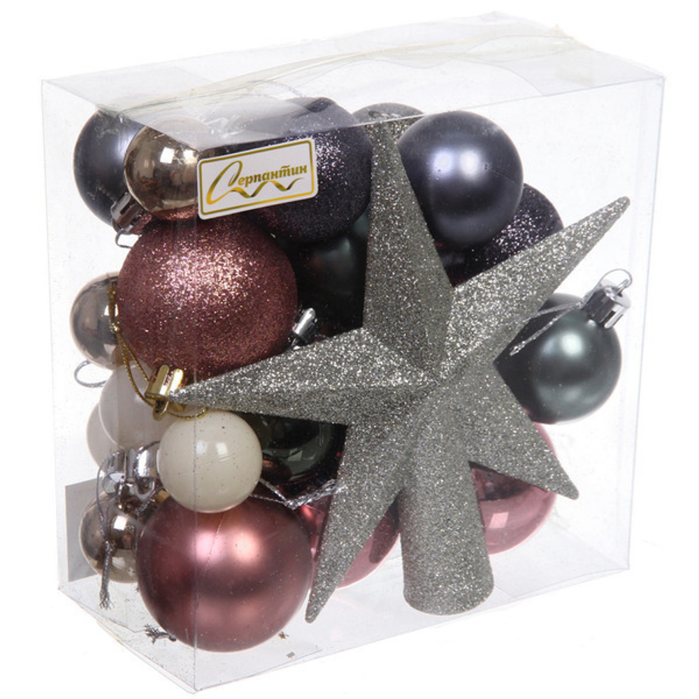 Набор ёлочных украшений «Winter story» 30 предметов, Розовое золото/Шампань/Серебро/Сапфир