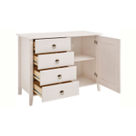 Dipriz Комод Боцен из сосны, 4 ящика 1 дверь, на ножках, 103х43х79 см, белый воск