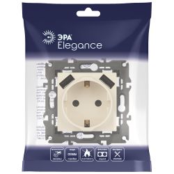 14-4109-02 ЭРА Розетка 2P+E 16A-250В, штор. с 2xUSB 5В-3А, Эра Elegance, слоновая кость