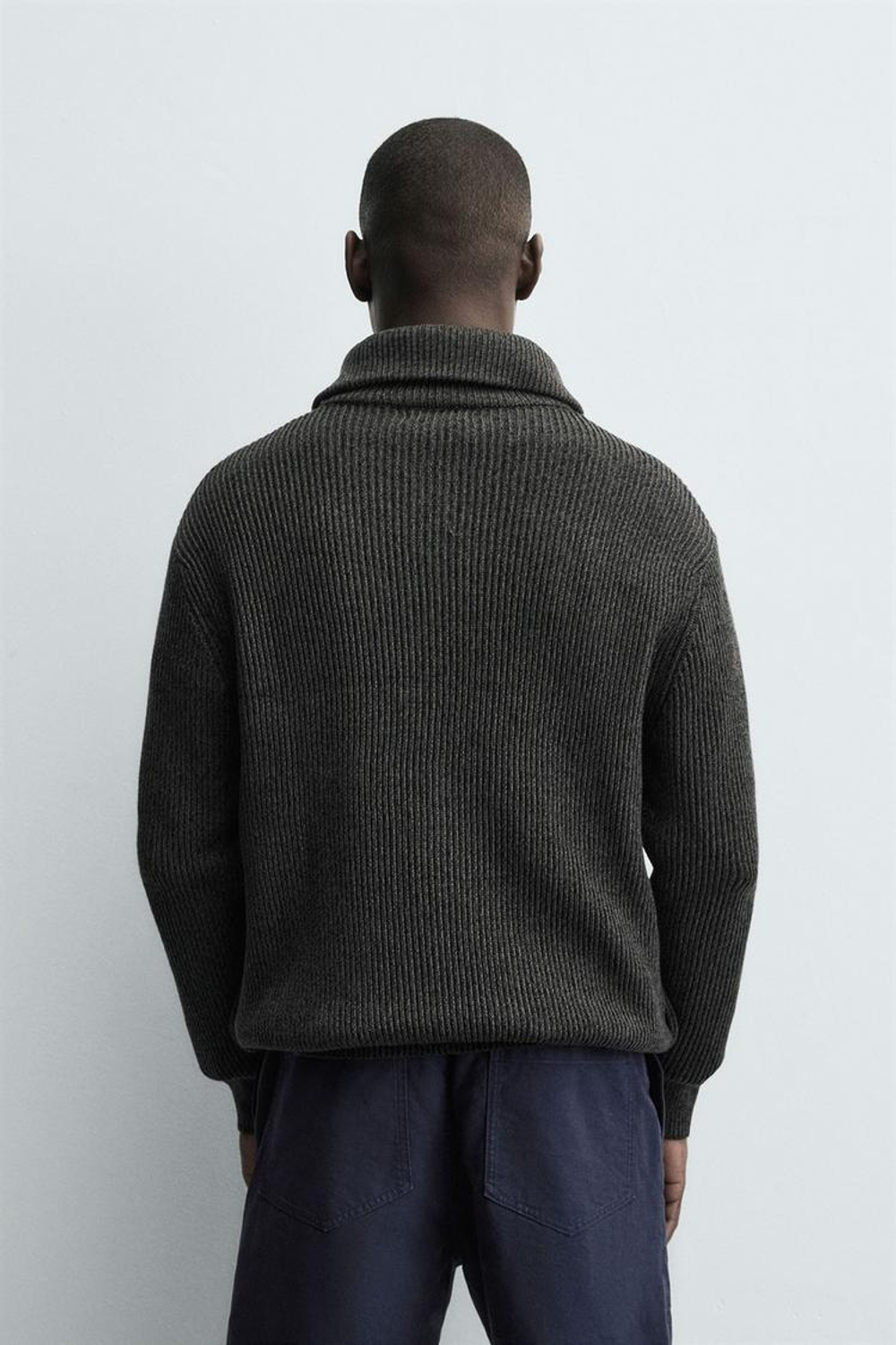 ZARA КАРДИГАН ПЛАТОЧНОЙ ВЯЗКИ С ЗАСТЕЖКОЙ-МОЛНИЕЙ, СЕРЫЙ МЕЛАНЖ