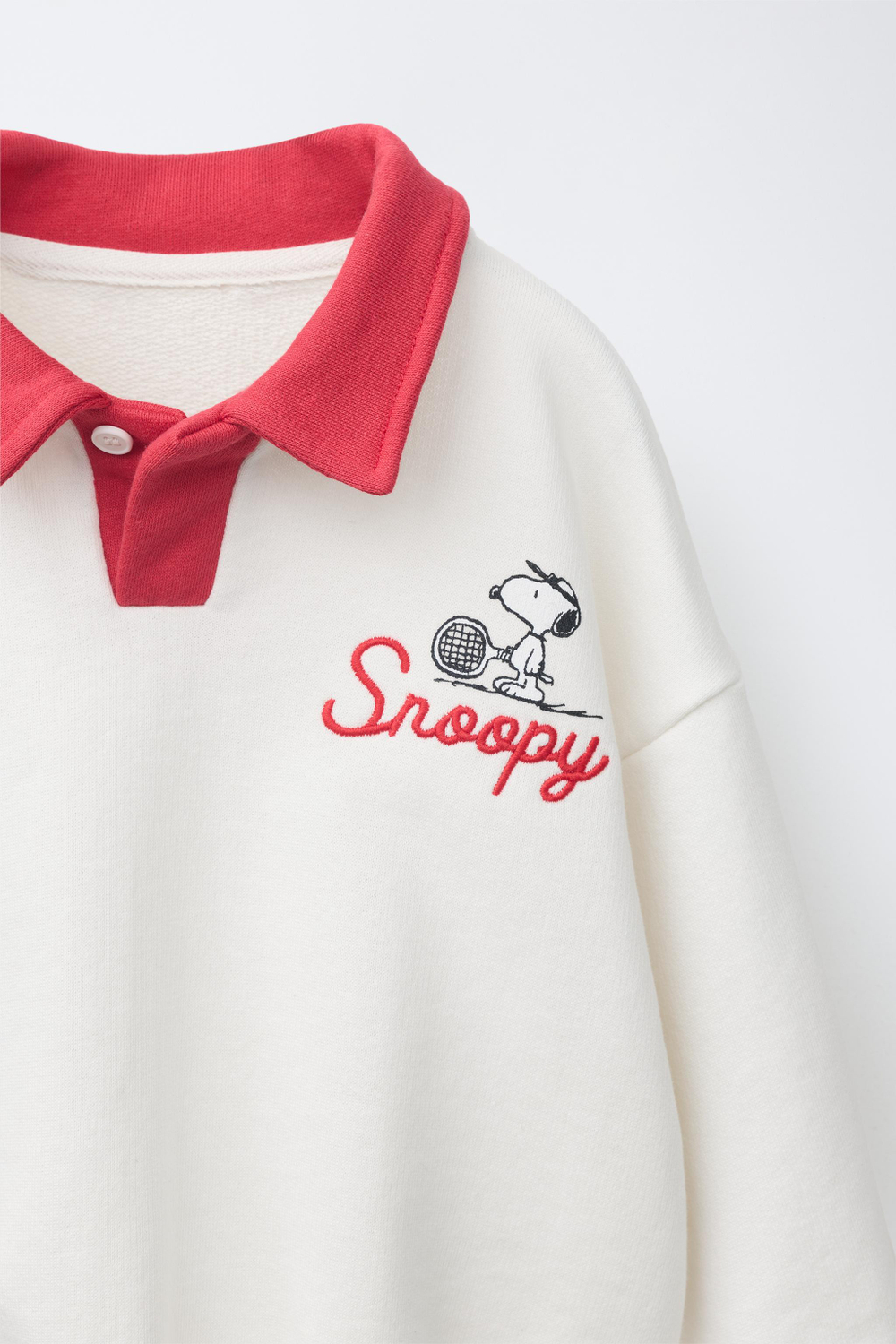 ZARA ТОЛСТОВКА-ПОЛО С ВЫШИВКОЙ SNOOPY PEANUTS™, ЭКРЮ