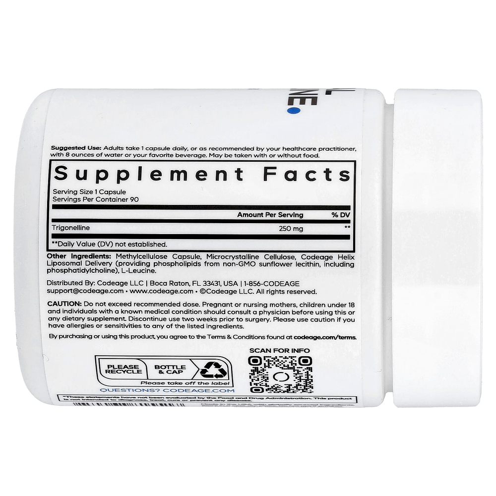 Codeage, Liposomal Trigonelline, 90 растительных капсул