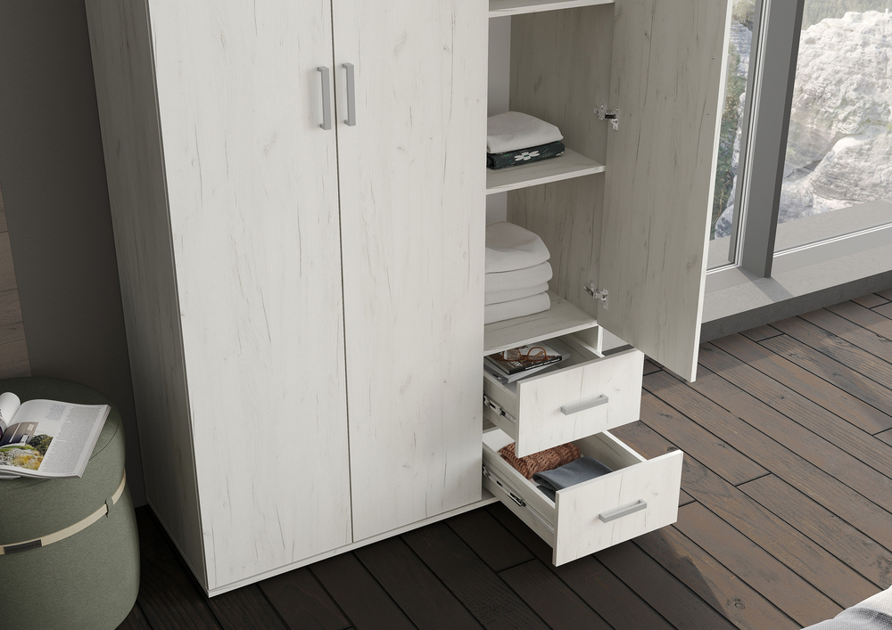 НЕЛЬСОН-1 Шкаф 3-х дверный Дуб крафт белый / Дуб крафт белый