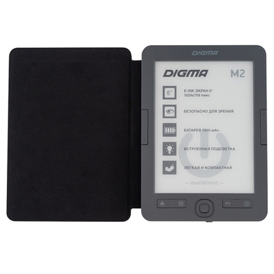 Электронная книга Digma M2G 6" E-ink HD 758x1024 600MHz 128Mb/4Gb/SD/microSDHC/frontlight темно-серый (1564398)