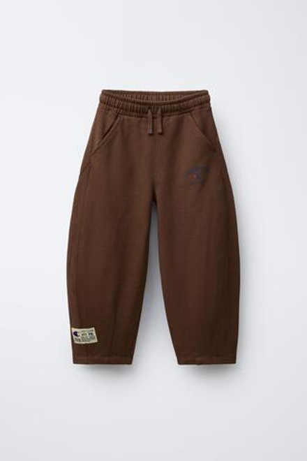 ZARA X CHAMPION ® ВЕЛЮРОВЫЕ БРЮКИ-БАЛЛОНЫ, КОРИЧНЕВЫЙ