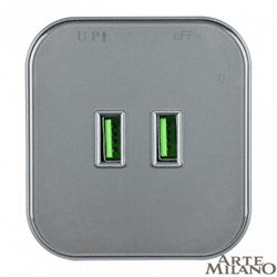 Розетка 2xUSB на треке Arte Milano Am-track-sockets 380022TS/USBx2 Grey