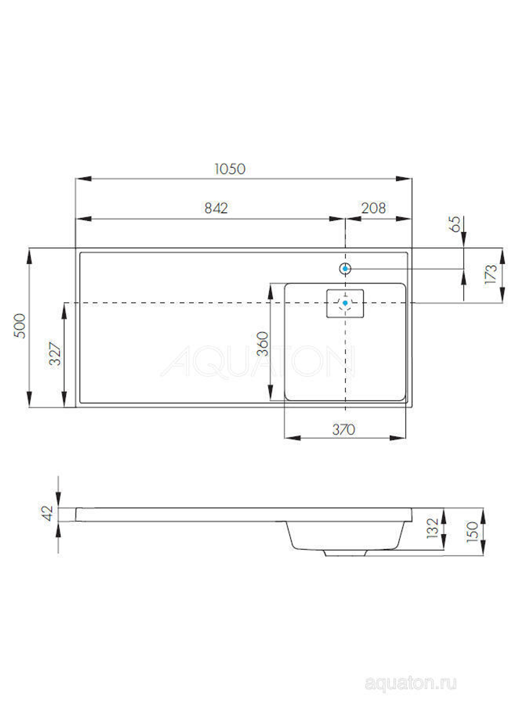 Раковина Aquaton Лондри 1050 белая правая 1A72223KLH010