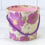 Коробка Ваза для цветов 15х13 см "Цветы" с ручкой (Белый)