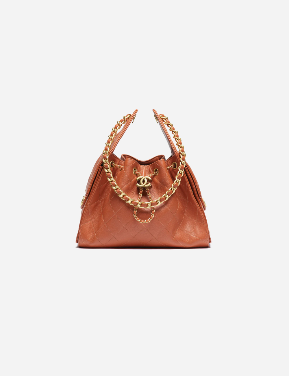 Сумка Chanel 25 Small Handbag Grained Calfskin & Gold-Tone Metal "Dark Orange"