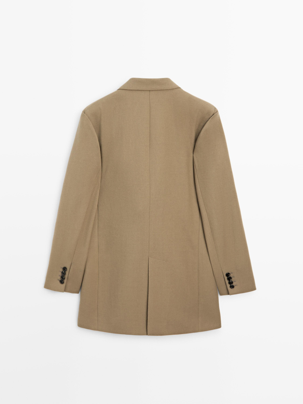 Massimo Dutti Длинный двубортный пиджак из 100% шерсти - Limited Edition, рыжевато-коричневый