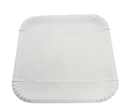 Тарелка КАРТОННАЯ прямоугольная (Диапазон) 192х192мм, БЕЛАЯ 6упак/100шт. 600шт/кор