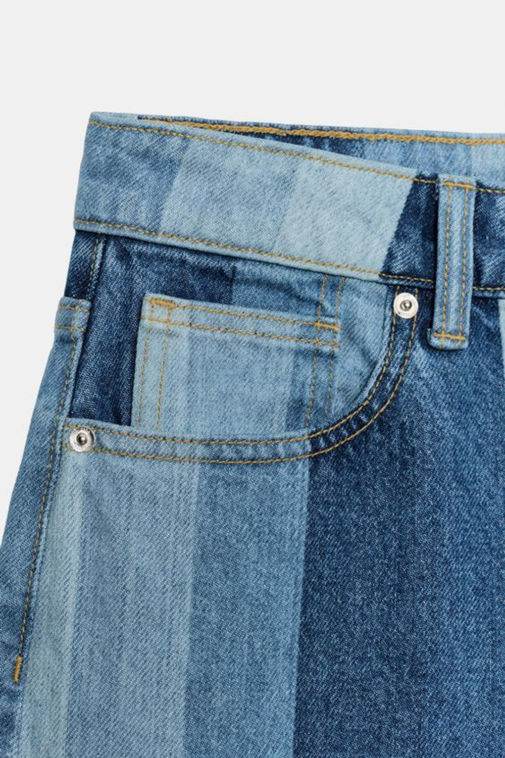 ZARA ДЖИНСЫ Z1975 STRAIGHT СО СРЕДНЕЙ ПОСАДКОЙ И ПОЛОСКАМИ, ВЫЦВЕТШИЙ СИНИЙ