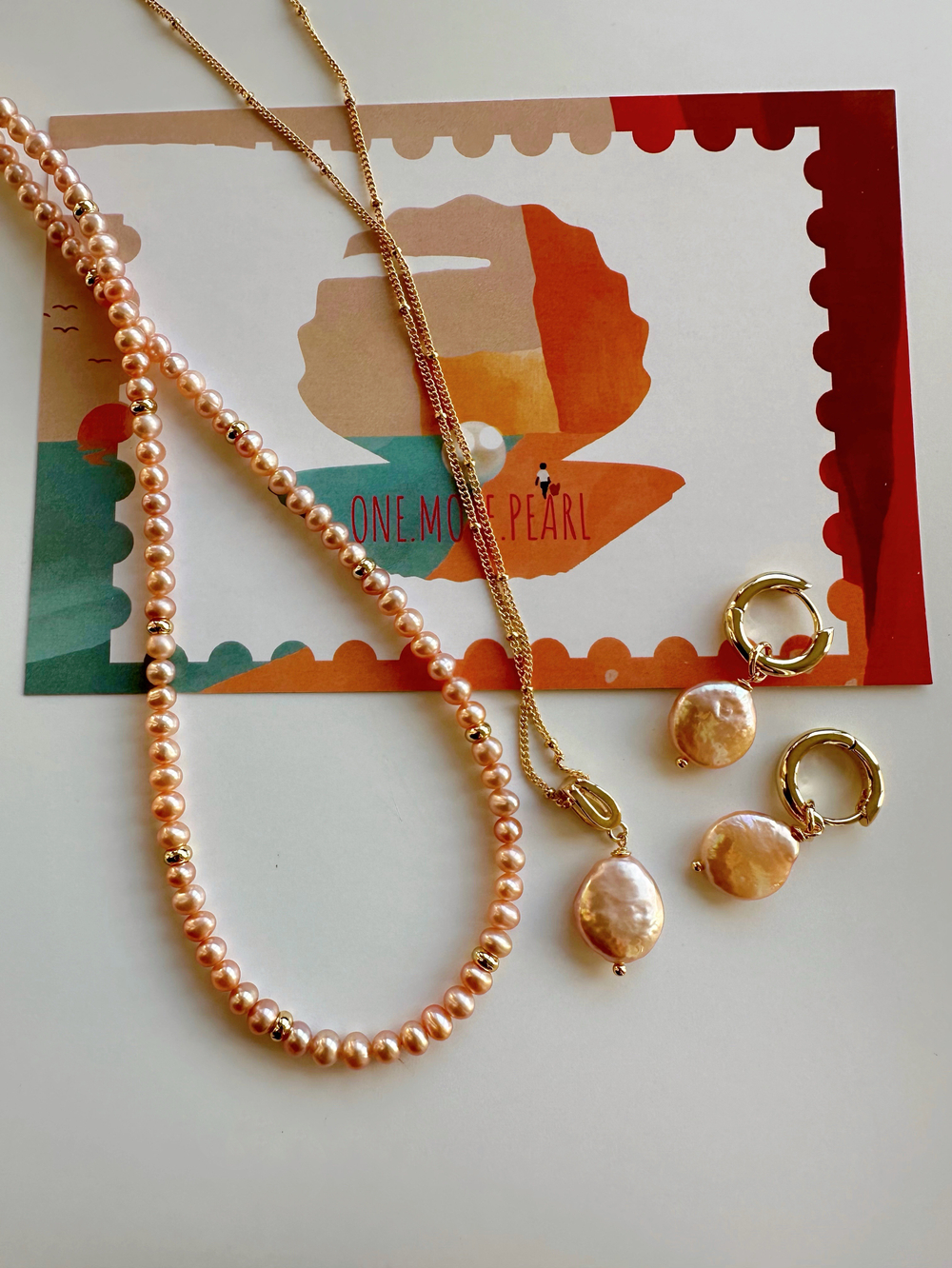 Серьги Монеты из розового жемчуга