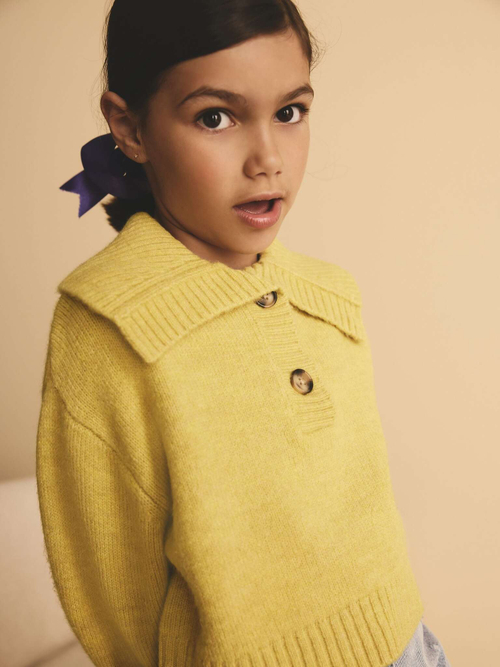 Джемпер с воротником для девочки Next N79-870, Оливковый