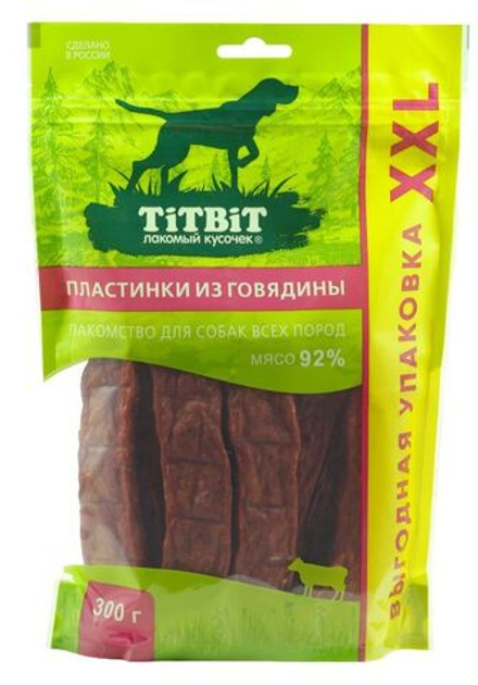 Лакомство TiTBiT для собак Пластинки из Говядины, выгодная упаковка XXL 300 г