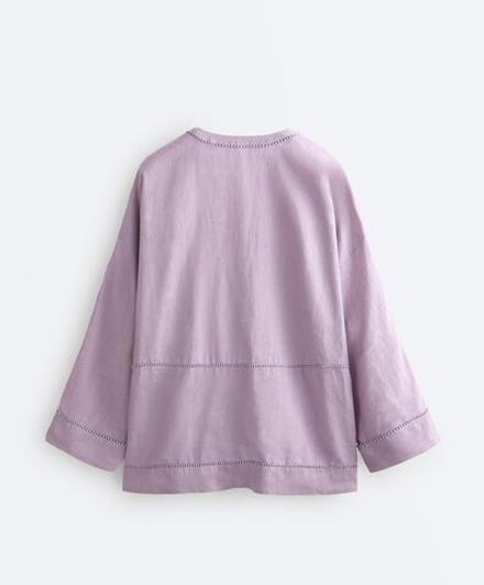 Oysho Рубашка из 100% льна, лиловый