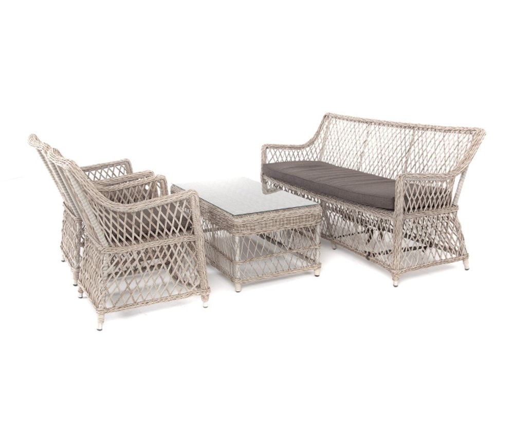 "Асти" лаунж-зона из искусственного ротанга на 4 персоны, цвет бежевый