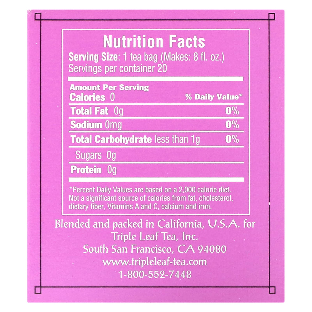 Triple Leaf Tea, чай из листьев шелковицы, без кофеина, 20 чайных пакетиков, 33 г (1,16 унции)