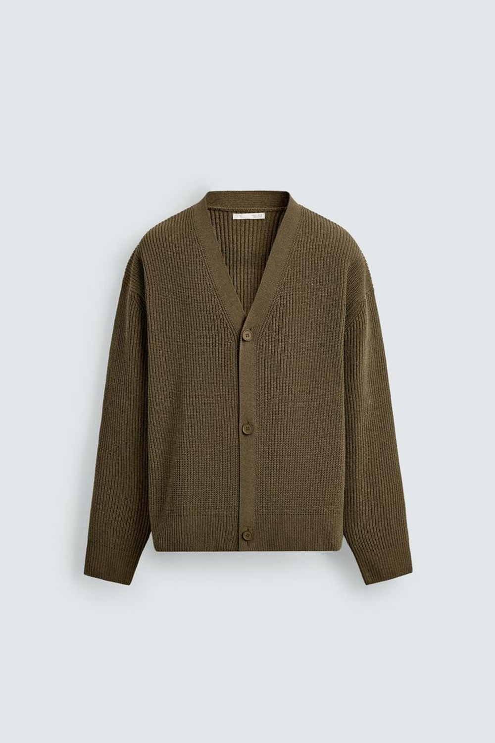 ZARA КАРДИГАН СВОБОДНОГО КРОЯ В РУБЧИК, ХАКИ