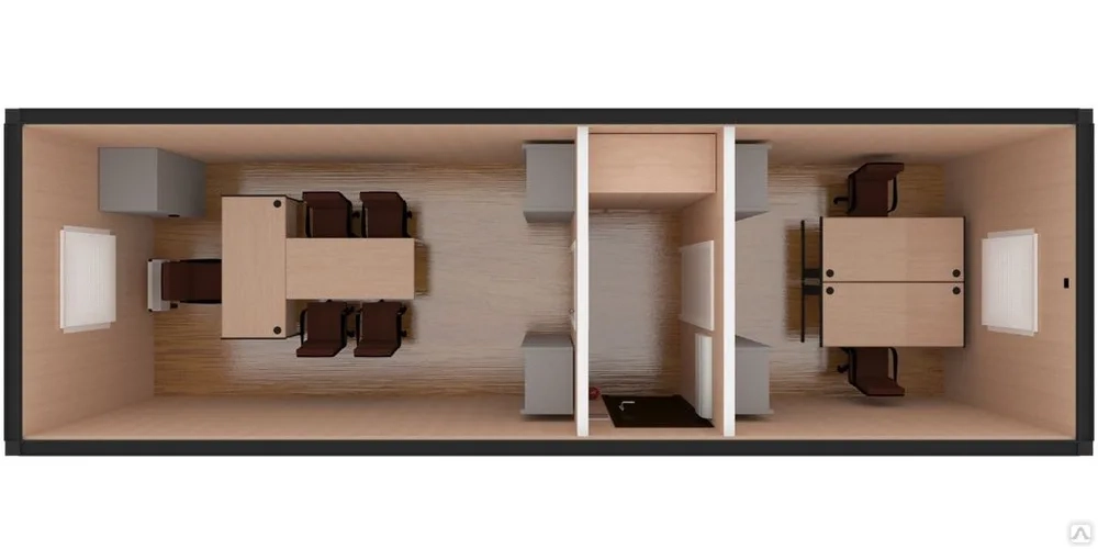 Блок-модуль 8х2,45м офисный на 6 рабочих мест