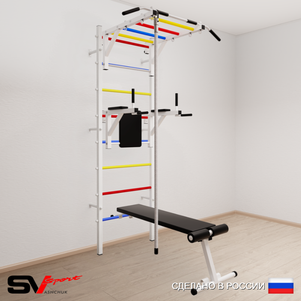 Шведская стенка Sv Sport усиленная 650 (Турник рукоход/Брусья/Скамья/Канат)