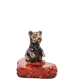Народные промыслы AM- 226 Фигурка «Медвежонок» (латунь, янтарь)