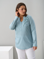 Блузка БЛ-22/шалфейрогожка-цветы-п