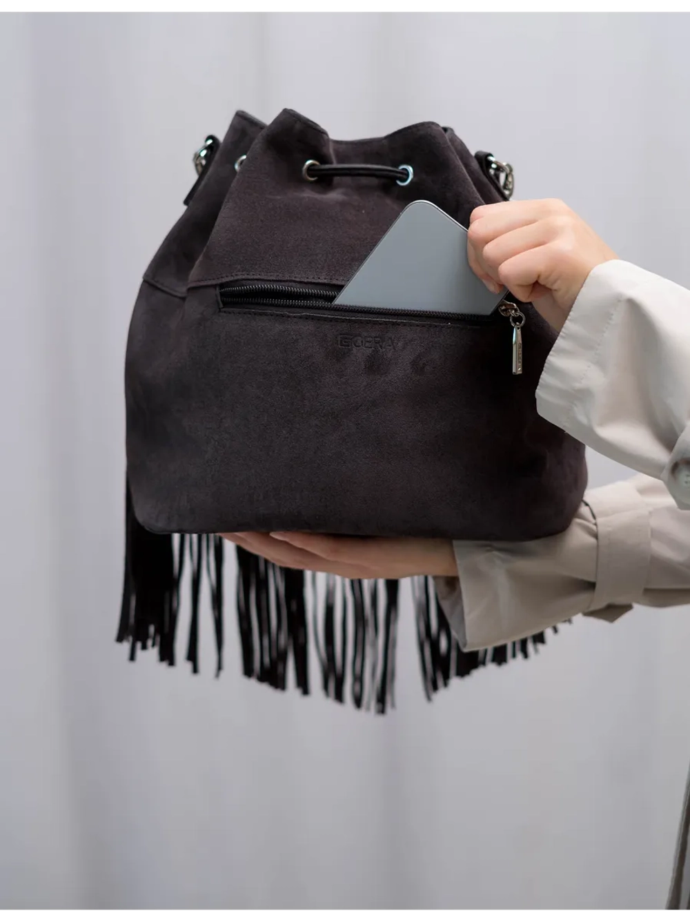 сумка через плечо тоут средняя натуральная замша