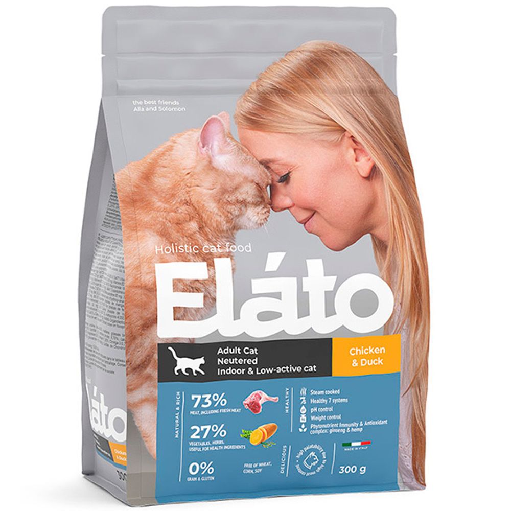 Корм Elato Holistic для кастрированных котов стерилизованных и малоактивных кошек 300г