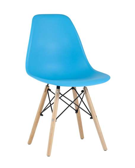 Eames Style DSW бирюзовый пластик, стальной каркас, натуральный массив бука