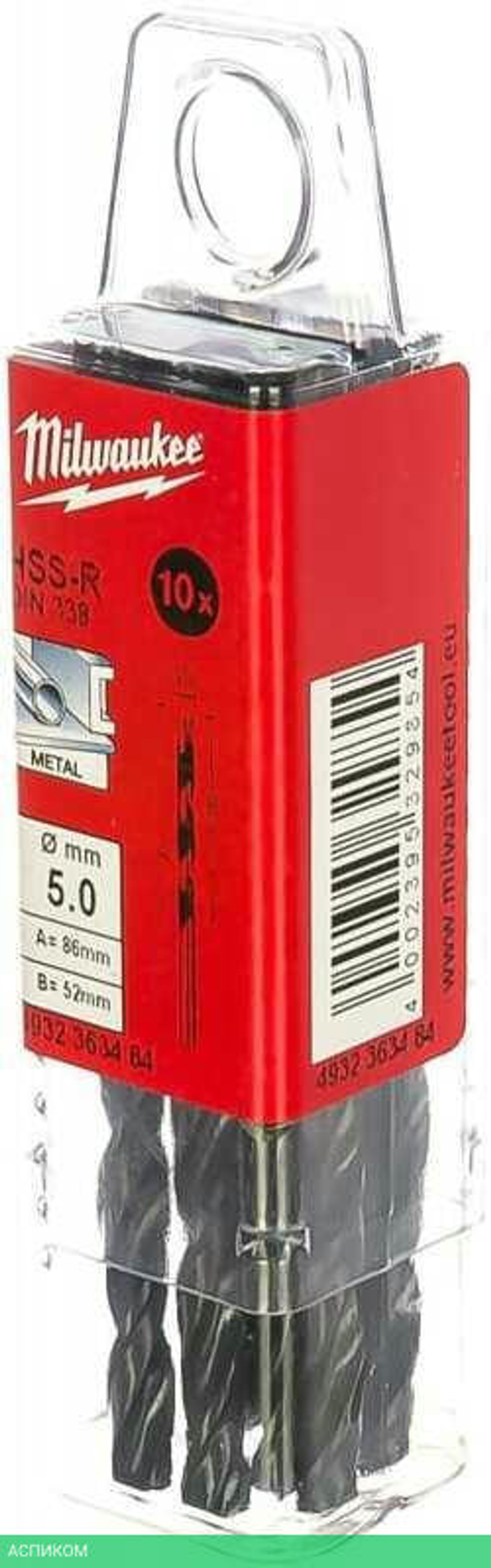 Сверло по металлу Milwaukee HSS-R 5.0мм 10шт (4932363484)