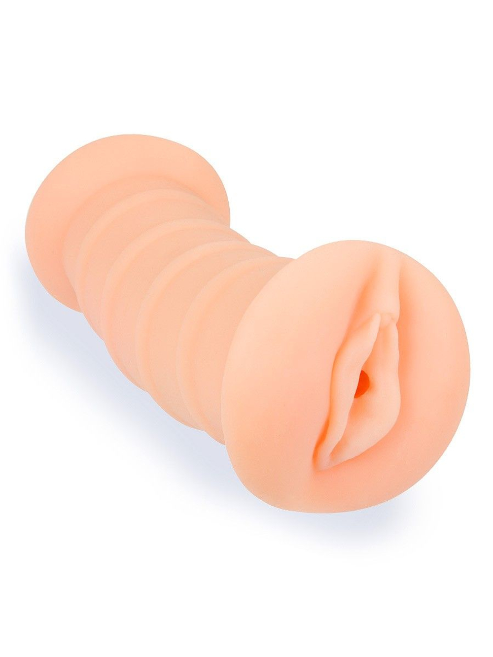 Телесный двусторонний мастурбатор с вибропулей и эрекционными кольцами в комплекте (Цвет: телесный)
