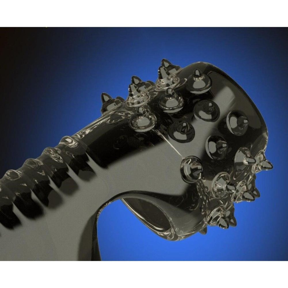 Черная рельефная насадка на пенис «Оки-Чпоки» с усиками (Цвет: черный)