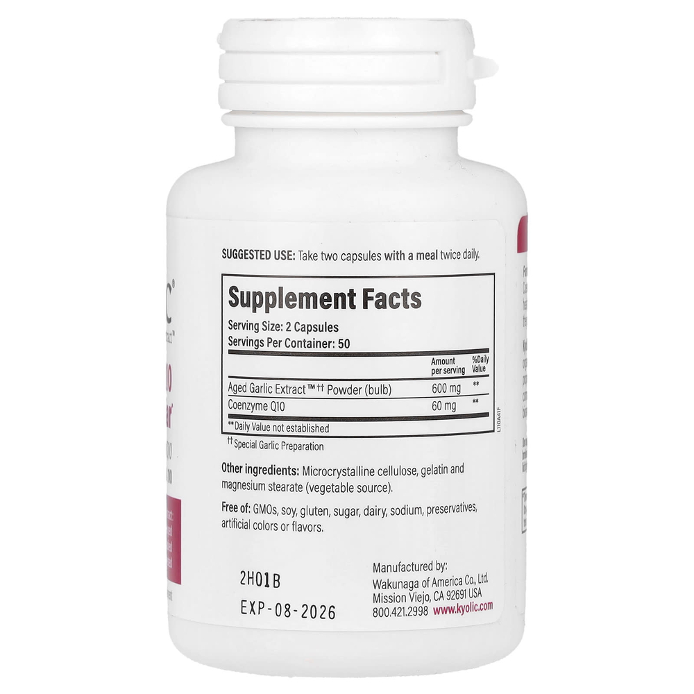 Kyolic, Aged Garlic Extract, CoQ10, формула 110, 100 капсул