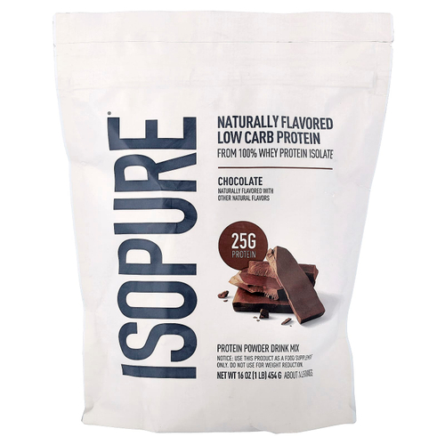 Isopure, низкоуглеводный протеин, шоколадный вкус, 454 г (1 фунт)