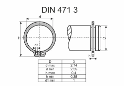 Кольцо стопорное на вал DIN 471 ГОСТ 13942-86 d 15 мм 5 шт.